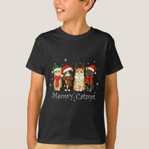 Meowy Catmas Cat Christmas Tree Xmas Girls Boys Fu T-Shirt