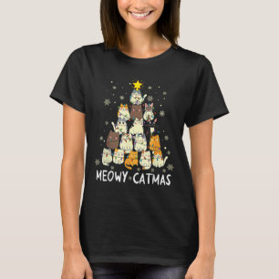 Meowy Catmas Cat Christmas Tree Xmas Girls Boys Fu T-Shirt