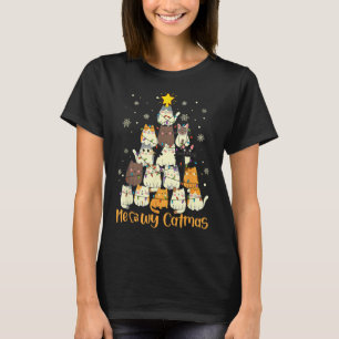 Meowy Catmas Cat Christmas Tree Xmas Girls Boys Fu T-Shirt