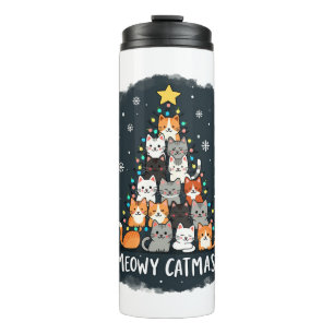 Meowy Catmas Cat Christmas Tree Xmas Girls Boys Fu Thermal Tumbler