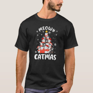 Meowy Catmas Cat Christmas Tree Xmas Girls Boys Sa T-Shirt