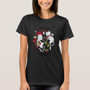 Meowy Catmas Cat Christmas Tree Xmas Girls Boys Sa T-Shirt