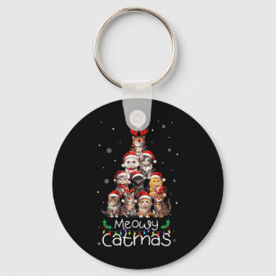 Meowy Catmas Cat Christmas Tree Xmas Holiday Men W Key Ring