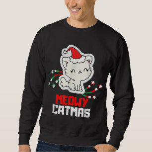 Meowy Catmas Cat Christmas Tree Xmas Kids Girls Bo Sweatshirt