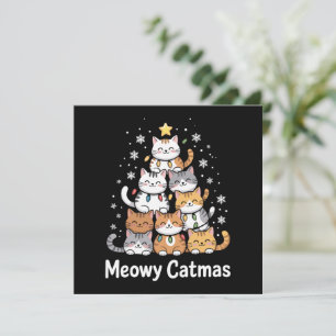 Meowy Catmas Cat Christmas Tree Xmas Santa  Holiday Card