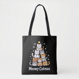 Meowy Catmas Cat Christmas Tree Xmas Santa  Tote Bag