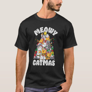 Meowy Catmas Cat Christmas Tree Xmas T-Shirt