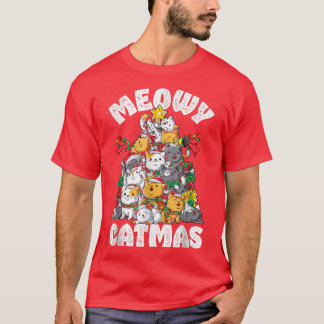 Meowy Catmas Cat Christmas Tree Xmas  T-Shirt