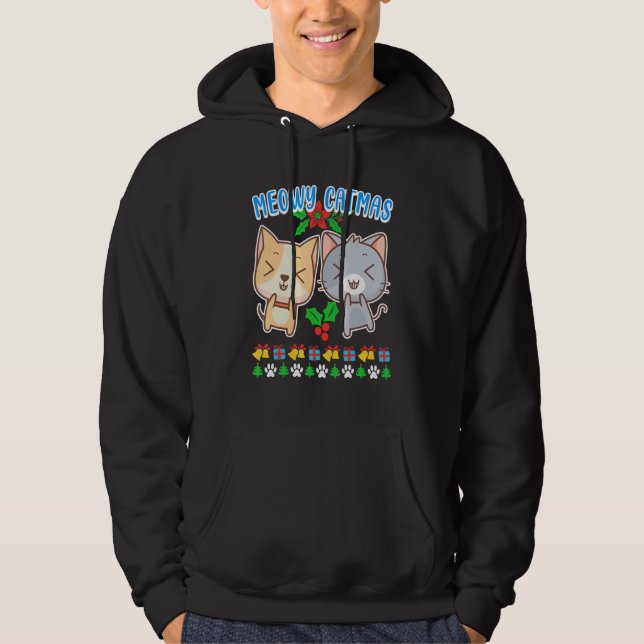 Meowy Catmas cat owner kitten cat 1 Hoodie (Front)