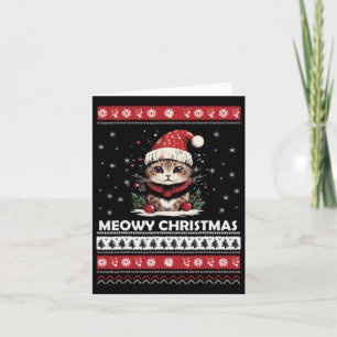 Meowy Catmas Cat Santa Christmas Kitten Xmas Ugly  Card
