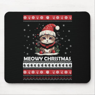 Meowy Catmas Cat Santa Christmas Kitten Xmas Ugly Mouse Mat