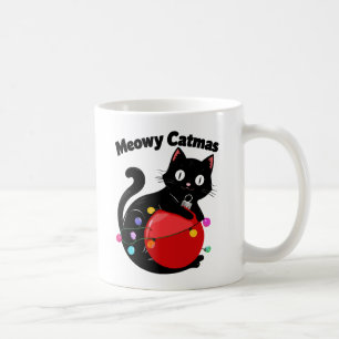 Meowy Catmas - Cat with Christmas ornament Coffee Mug