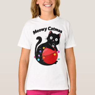 Meowy Catmas - Cat with Christmas ornament T-Shirt