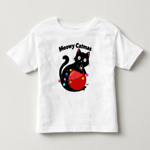 Meowy Catmas - Cat with Christmas ornament Toddler T-Shirt