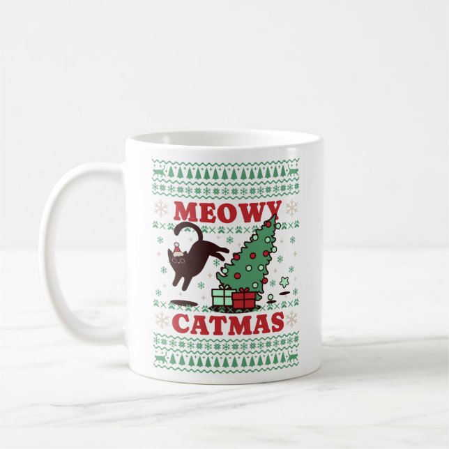 Meowy Catmas Christmas  Coffee Mug (Left)