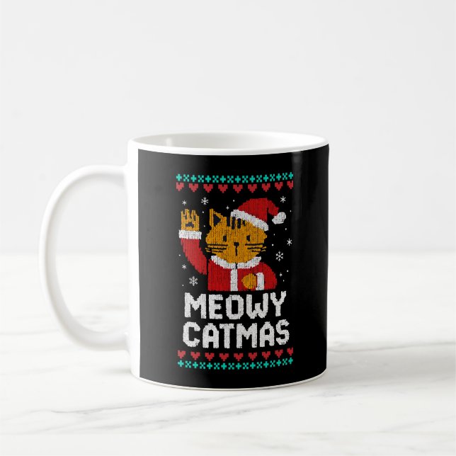 Meowy Catmas Coffee Mug (Left)