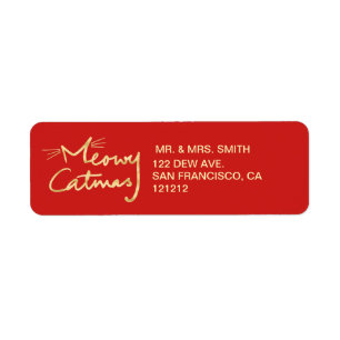 Meowy Catmas Custom Festive Red Return Address