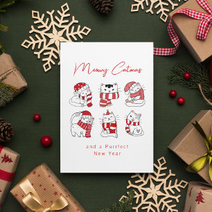 Meowy Catmas Cute Cats Christmas Holiday Card
