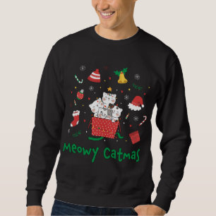 Meowy Catmas Cute Christmas Cat Lover Kitties Xmas Sweatshirt