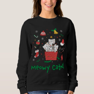 Meowy Catmas Cute Christmas Cat Lover Kitties Xmas Sweatshirt