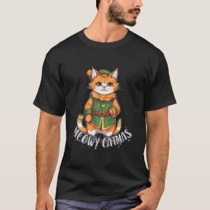 Meowy Catmas Cute Ginger Kitten in Elf Costume Mer T-Shirt