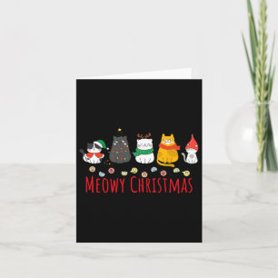 Meowy Catmas Cute Kitten Cat Santa Hat Xmas Holida Card