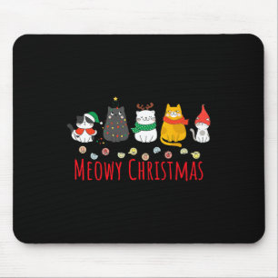 Meowy Catmas Cute Kitten Cat Santa Hat Xmas Holida Mouse Mat