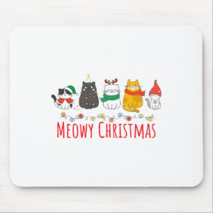 Meowy Catmas Cute Kitten Cat Santa Hat Xmas Holida Mouse Mat