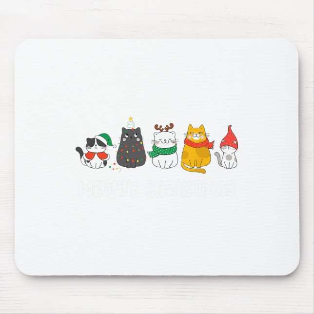 Meowy Catmas Cute Kitten Santa Hat Christmas Holid Mouse Mat (Front)