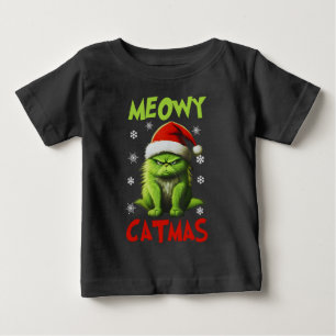 Meowy Catmas Funny Cat Christmas Gifts Cat Lovers Baby T-Shirt