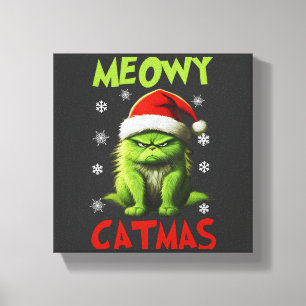 Meowy Catmas Funny Cat Christmas Gifts Cat Lovers Canvas Print