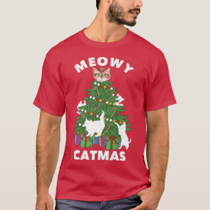 Meowy Catmas Funny Cats Christmas Tree Winter Xmas T-Shirt