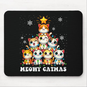 Meowy Catmas Funny Christmas Tree Lights Cute Cat Mouse Mat