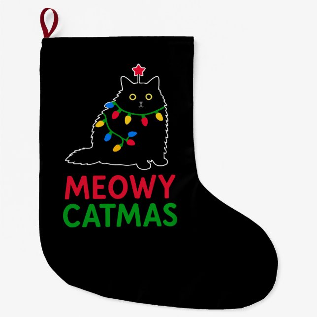 Meowy Catmas Large Christmas Stocking (Front)