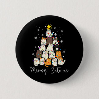 Meowy Catmas Light Santa Funny Christmas Cat Lover 6 Cm Round Badge