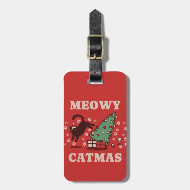 Meowy Catmas Luggage Tag (Front Vertical)