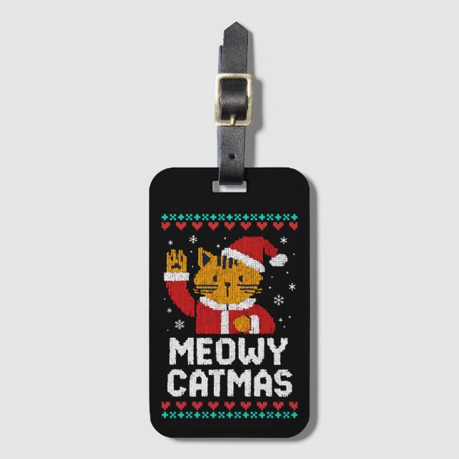 Meowy Catmas Luggage Tag (Front Vertical)