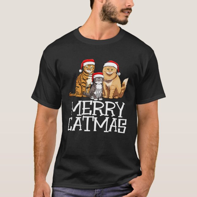Meowy Catmas  Merry Christmas Cat  Gift T-Shirt (Front)