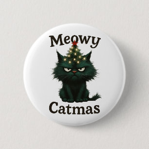 Meowy Catmas Moody cat 6 Cm Round Badge