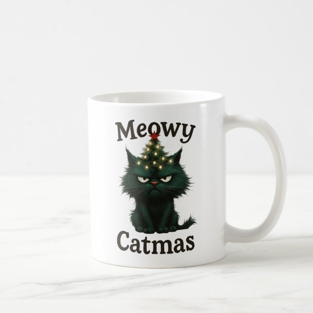 Meowy Catmas Moody cat Coffee Mug (Right)