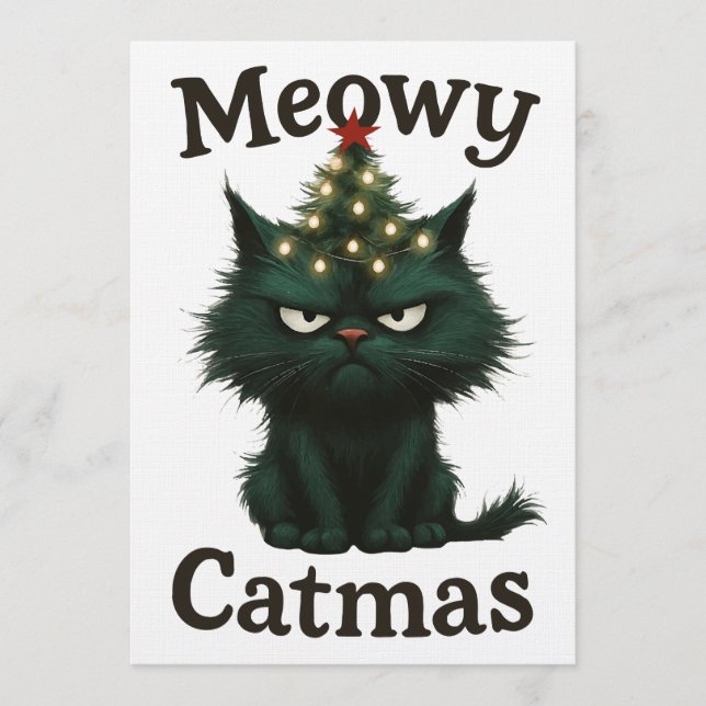 Meowy Catmas Moody cat Invitation (Front)