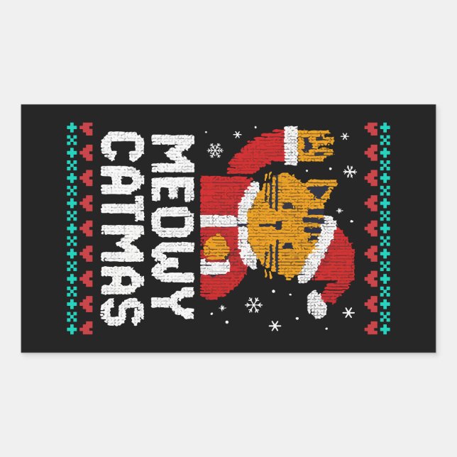 Meowy Catmas Rectangular Sticker (Front)