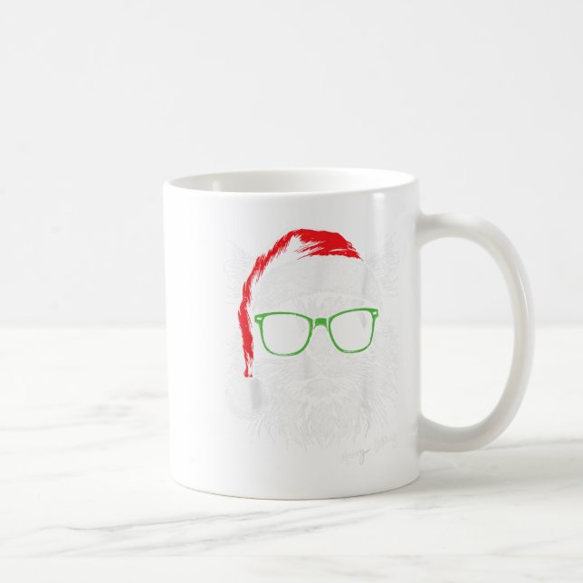 Meowy Catmas Santa Hat Cute Cat Christmas Pyjamas  Coffee Mug (Right)