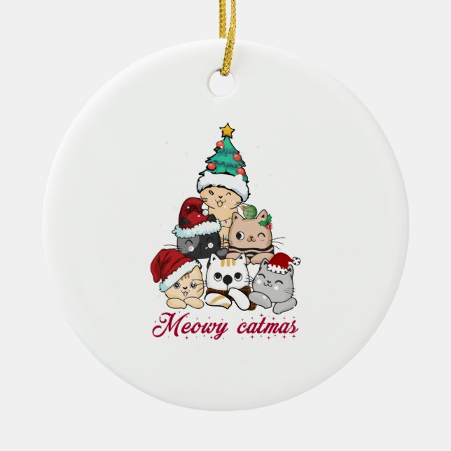 Meowy Catmas Tree Ceramic Tree Decoration (Front)