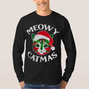 Meowy Catmas. Ugly Christmas Cat Elf Christmas Paj T-Shirt