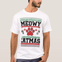 Meowy Catmas Ugly Christmas Cat Paw Design