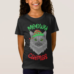 Meowy Catmas. Ugly Christmas Elf Cat Christmas Paj T-Shirt