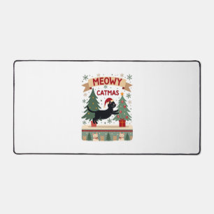 Meowy Catmas, Ugly Christmas Sweater, Cat Christma Desk Mat