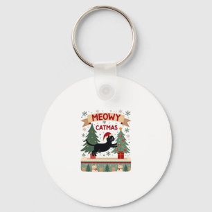 Meowy Catmas, Ugly Christmas Sweater, Cat Christma Key Ring