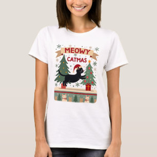 Meowy Catmas, Ugly Christmas Sweater, Cat Christma T-Shirt